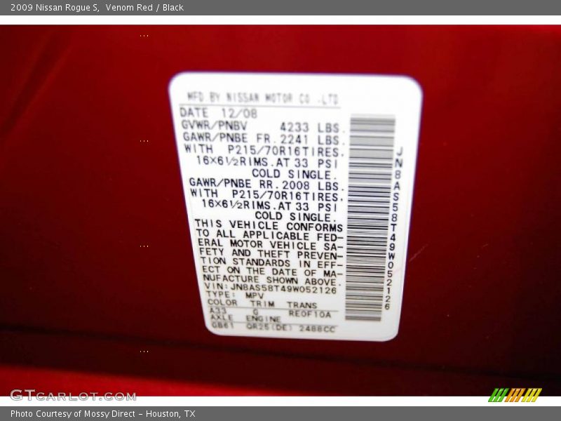 Venom Red / Black 2009 Nissan Rogue S
