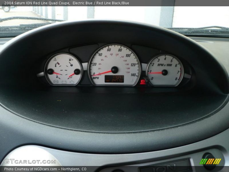 Electric Blue / Red Line Black/Blue 2004 Saturn ION Red Line Quad Coupe