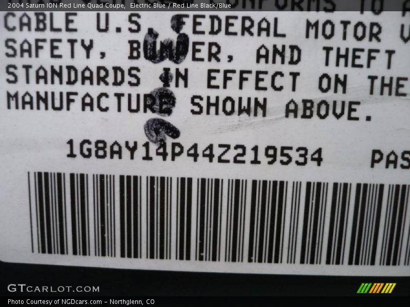 Electric Blue / Red Line Black/Blue 2004 Saturn ION Red Line Quad Coupe
