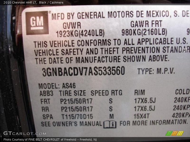 Black / Cashmere 2010 Chevrolet HHR LT