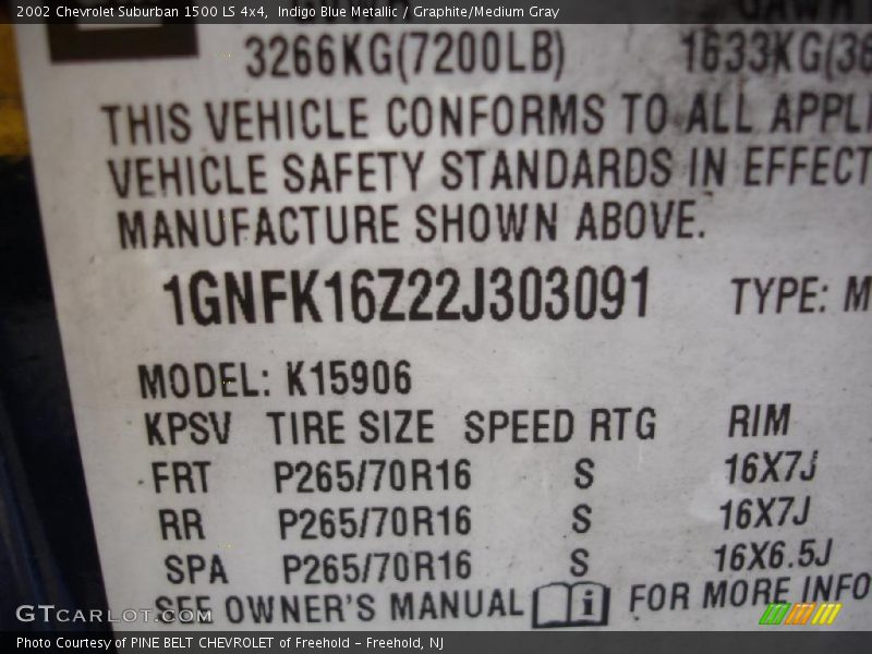 Indigo Blue Metallic / Graphite/Medium Gray 2002 Chevrolet Suburban 1500 LS 4x4