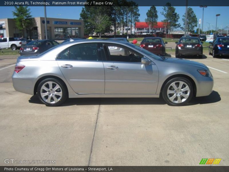 Platinum Frost Metallic / Taupe Gray 2010 Acura RL Technology