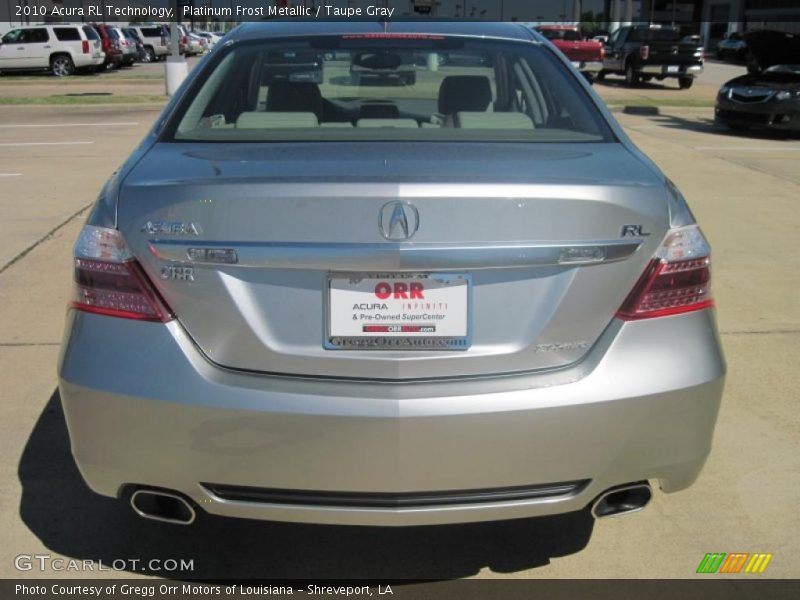 Platinum Frost Metallic / Taupe Gray 2010 Acura RL Technology