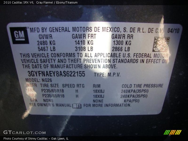 Gray Flannel / Ebony/Titanium 2010 Cadillac SRX V6