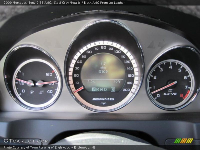 Steel Grey Metallic / Black AMG Premium Leather 2009 Mercedes-Benz C 63 AMG