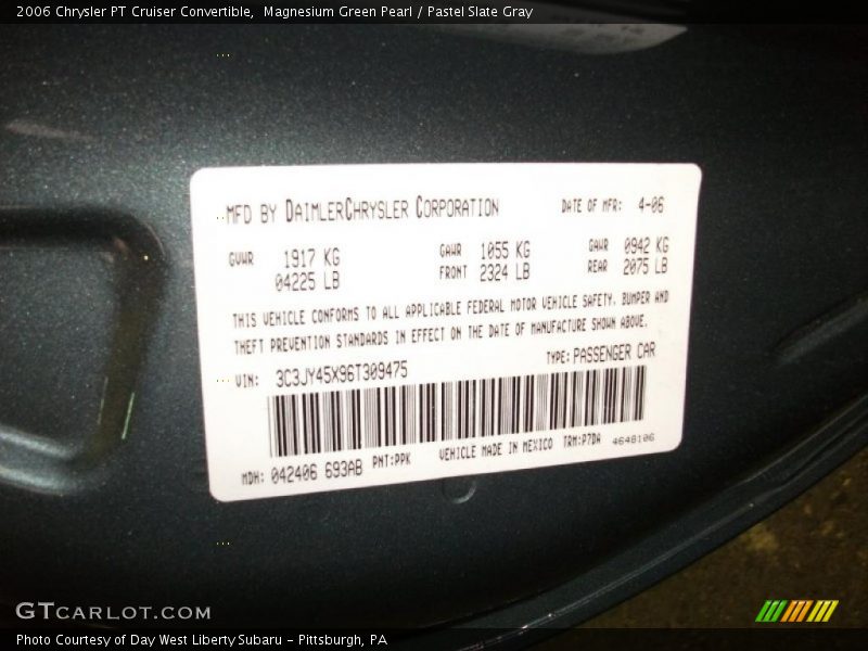 Magnesium Green Pearl / Pastel Slate Gray 2006 Chrysler PT Cruiser Convertible