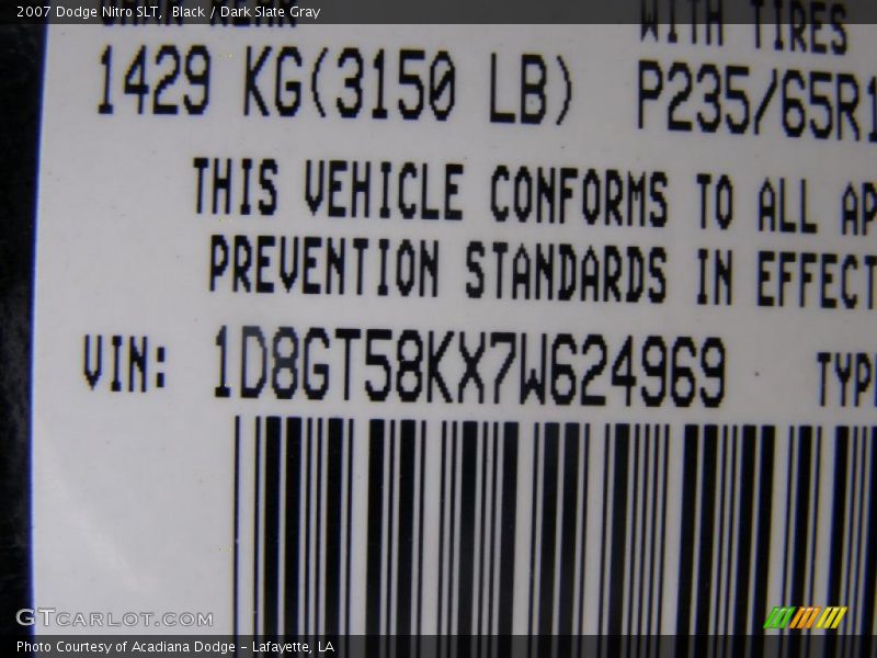 Black / Dark Slate Gray 2007 Dodge Nitro SLT