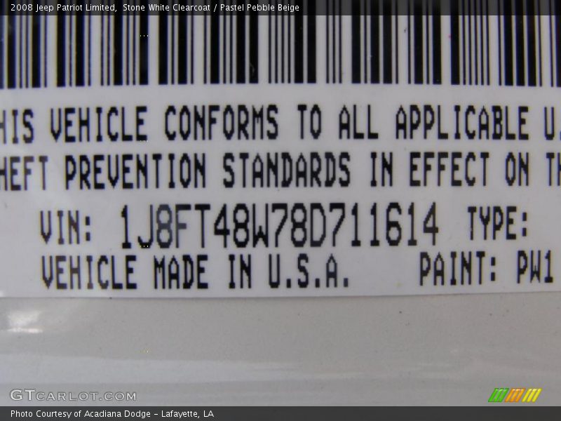 Stone White Clearcoat / Pastel Pebble Beige 2008 Jeep Patriot Limited