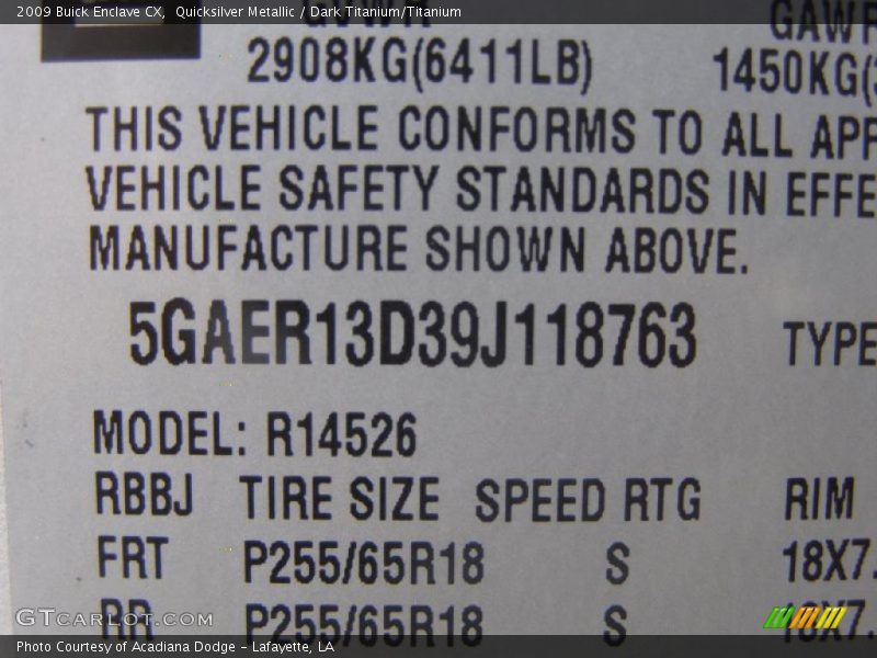 Quicksilver Metallic / Dark Titanium/Titanium 2009 Buick Enclave CX
