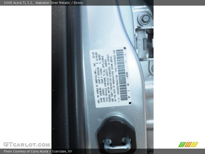 Alabaster Silver Metallic / Ebony 2008 Acura TL 3.2