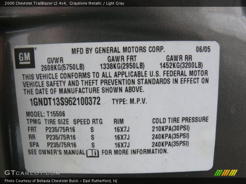 Graystone Metallic / Light Gray 2006 Chevrolet TrailBlazer LS 4x4