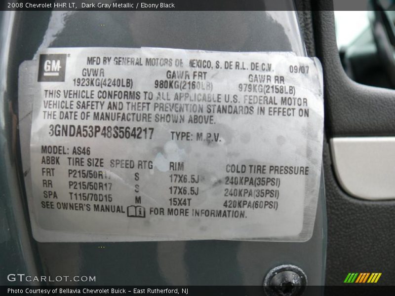 Dark Gray Metallic / Ebony Black 2008 Chevrolet HHR LT