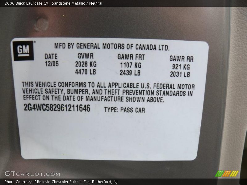 Sandstone Metallic / Neutral 2006 Buick LaCrosse CX
