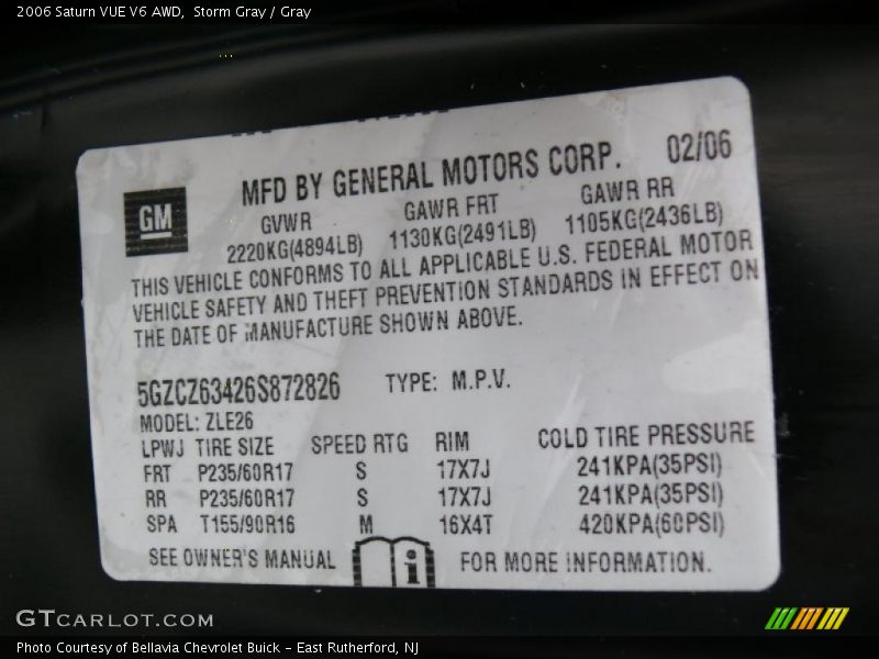 Storm Gray / Gray 2006 Saturn VUE V6 AWD