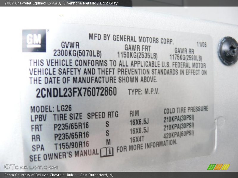 Silverstone Metallic / Light Gray 2007 Chevrolet Equinox LS AWD