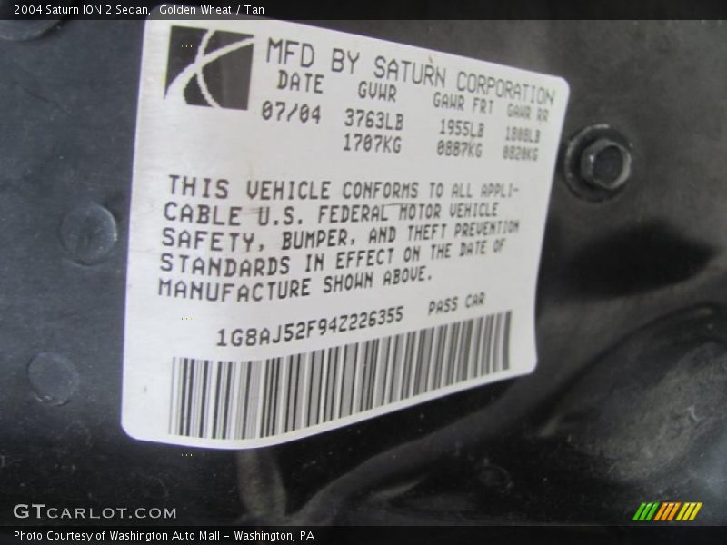 Golden Wheat / Tan 2004 Saturn ION 2 Sedan
