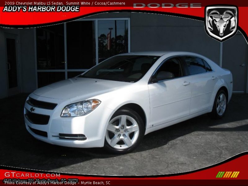 Summit White / Cocoa/Cashmere 2009 Chevrolet Malibu LS Sedan