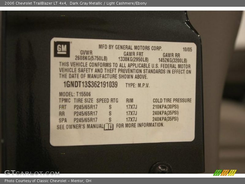 Dark Gray Metallic / Light Cashmere/Ebony 2006 Chevrolet TrailBlazer LT 4x4