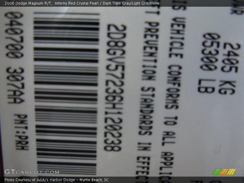 Inferno Red Crystal Pearl / Dark Slate Gray/Light Graystone 2006 Dodge Magnum R/T