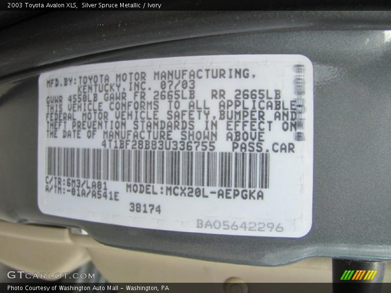 Silver Spruce Metallic / Ivory 2003 Toyota Avalon XLS