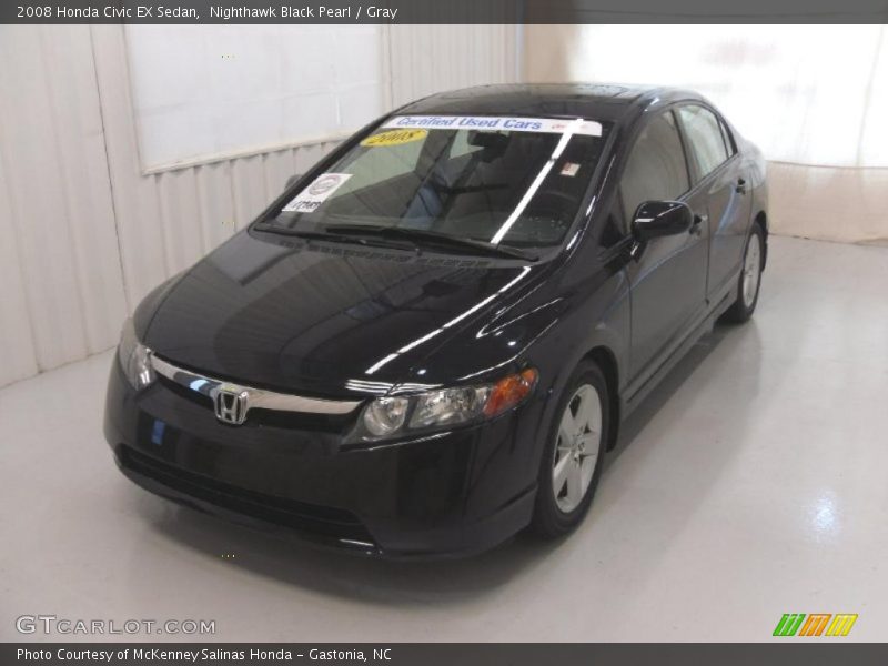 Nighthawk Black Pearl / Gray 2008 Honda Civic EX Sedan