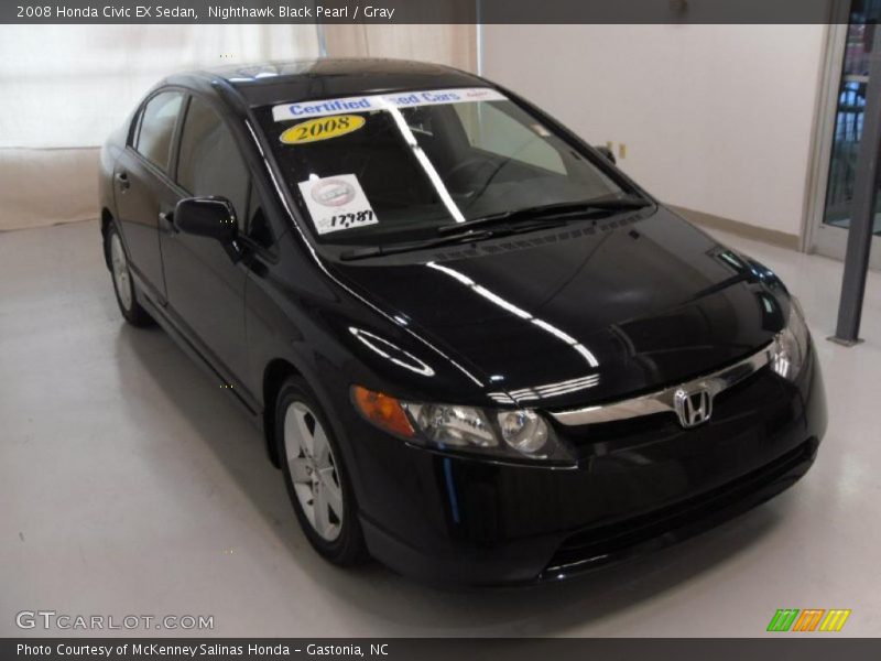 Nighthawk Black Pearl / Gray 2008 Honda Civic EX Sedan