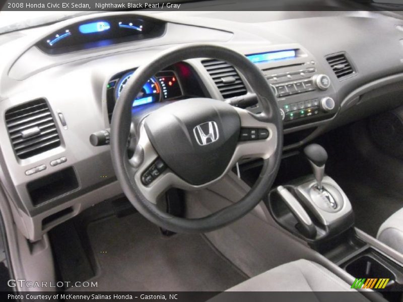 Nighthawk Black Pearl / Gray 2008 Honda Civic EX Sedan