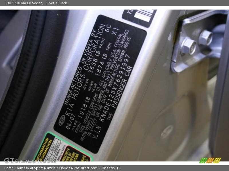 Silver / Black 2007 Kia Rio LX Sedan