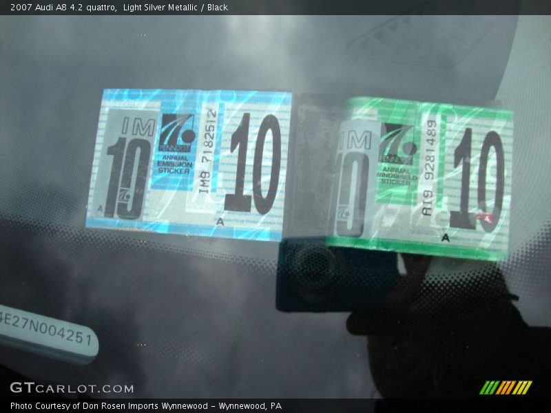 Light Silver Metallic / Black 2007 Audi A8 4.2 quattro