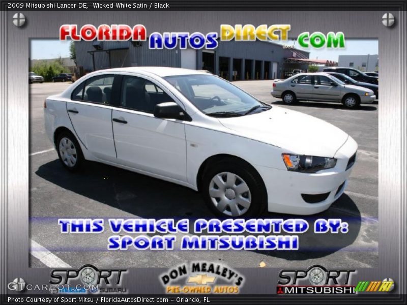 Wicked White Satin / Black 2009 Mitsubishi Lancer DE