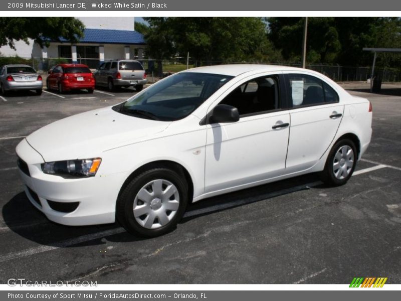 Wicked White Satin / Black 2009 Mitsubishi Lancer DE