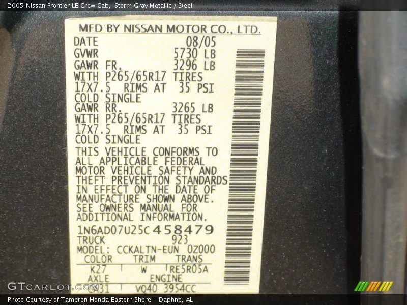 Storm Gray Metallic / Steel 2005 Nissan Frontier LE Crew Cab