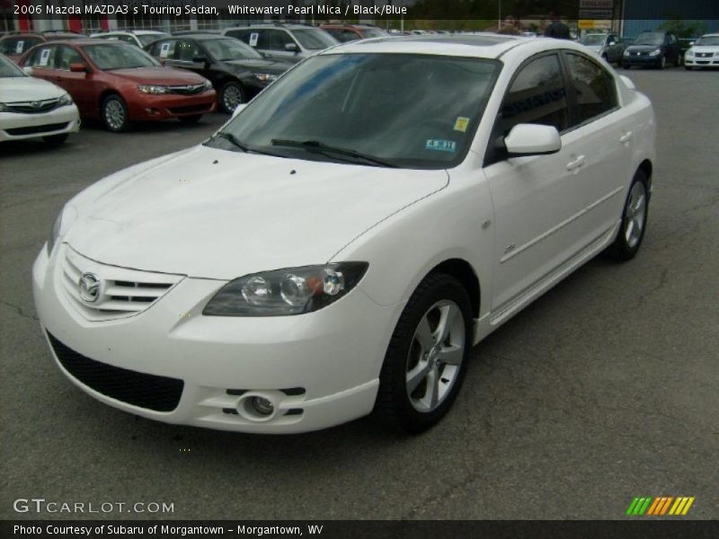 Whitewater Pearl Mica / Black/Blue 2006 Mazda MAZDA3 s Touring Sedan