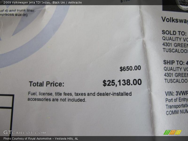 Black Uni / Anthracite 2009 Volkswagen Jetta TDI Sedan