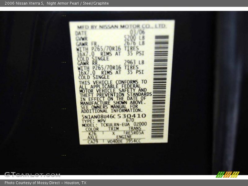 Night Armor Pearl / Steel/Graphite 2006 Nissan Xterra S