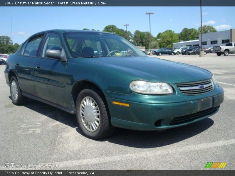 Forest Green Metallic / Gray 2002 Chevrolet Malibu Sedan