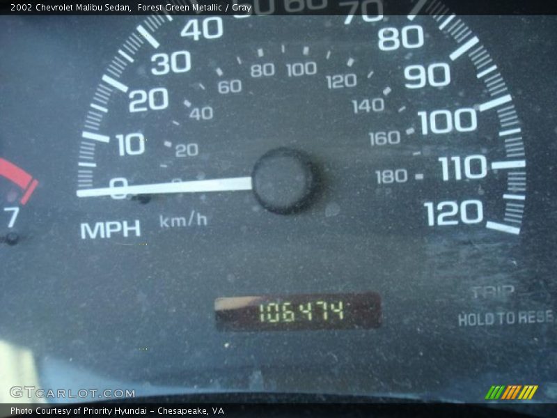 Forest Green Metallic / Gray 2002 Chevrolet Malibu Sedan