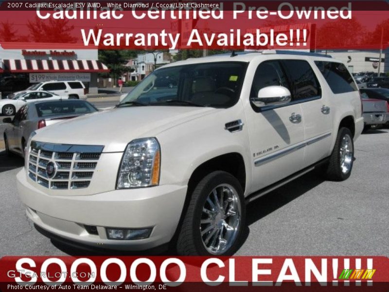 White Diamond / Cocoa/Light Cashmere 2007 Cadillac Escalade ESV AWD