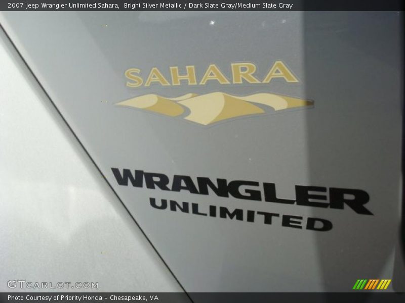 Bright Silver Metallic / Dark Slate Gray/Medium Slate Gray 2007 Jeep Wrangler Unlimited Sahara