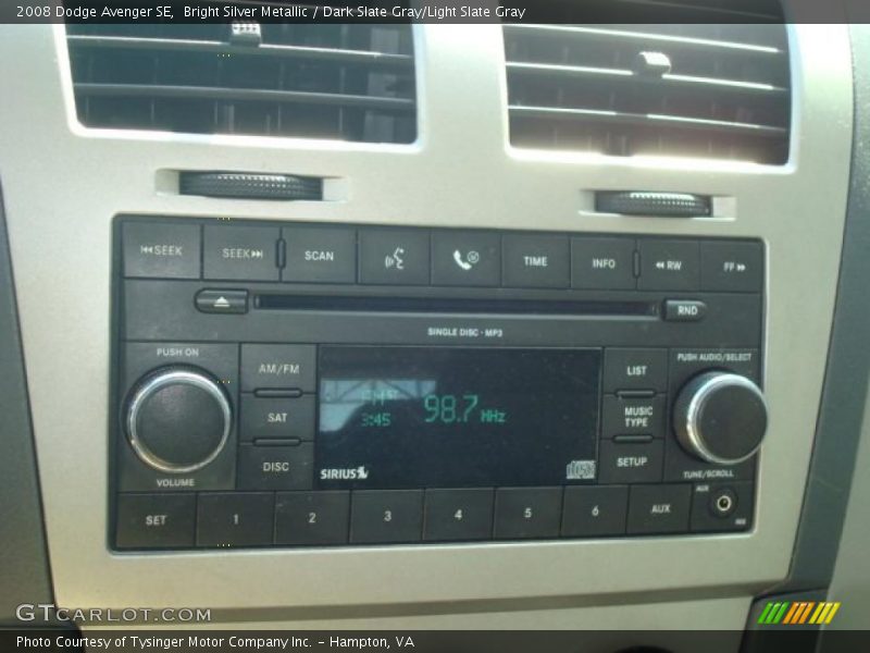 Bright Silver Metallic / Dark Slate Gray/Light Slate Gray 2008 Dodge Avenger SE