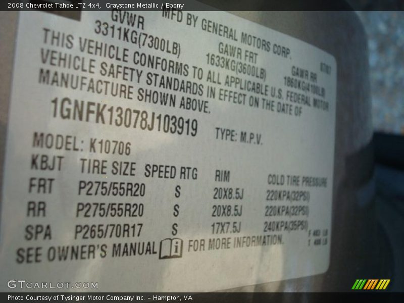 Graystone Metallic / Ebony 2008 Chevrolet Tahoe LTZ 4x4