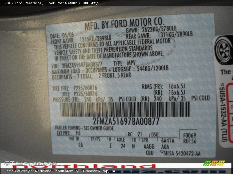Silver Frost Metallic / Flint Gray 2007 Ford Freestar SE