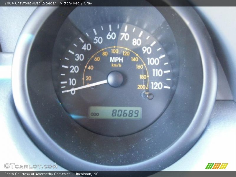 Victory Red / Gray 2004 Chevrolet Aveo LS Sedan
