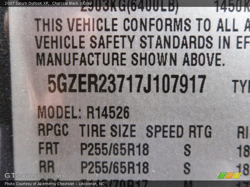 Charcoal Black / Gray 2007 Saturn Outlook XR