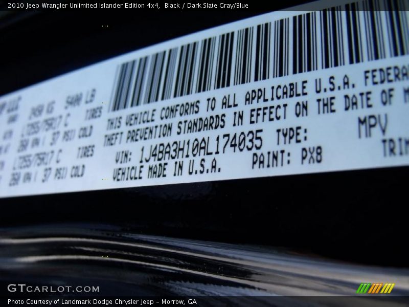 Black / Dark Slate Gray/Blue 2010 Jeep Wrangler Unlimited Islander Edition 4x4