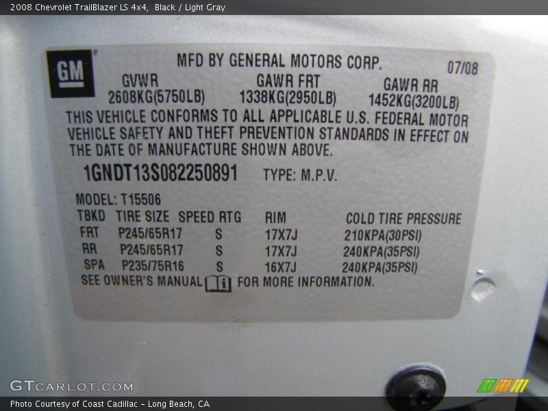 Black / Light Gray 2008 Chevrolet TrailBlazer LS 4x4