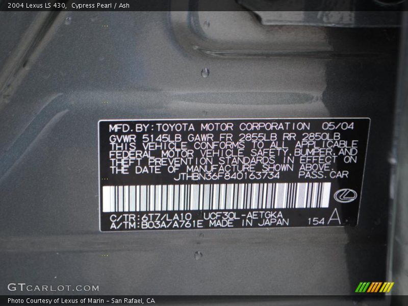 Cypress Pearl / Ash 2004 Lexus LS 430
