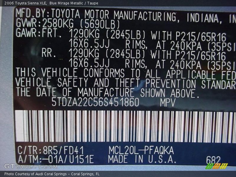Blue Mirage Metallic / Taupe 2006 Toyota Sienna XLE