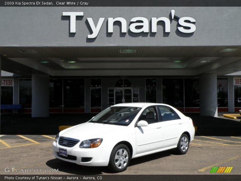 Clear White / Gray 2009 Kia Spectra EX Sedan