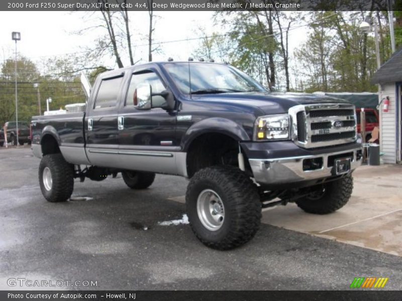Deep Wedgewood Blue Metallic / Medium Graphite 2000 Ford F250 Super Duty XLT Crew Cab 4x4